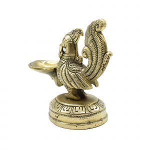 Brass Peacock Diya Deepak Oil Lamp For Pooja & Home Decoration