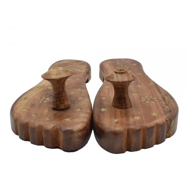 andwork Wearable Wooden Chappal For Mandir Big Size