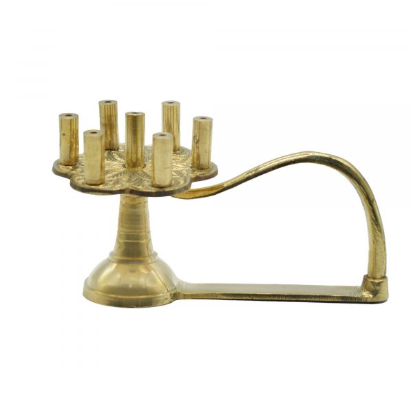 Long Wicks Arati Brass Diya For Puja with Handle