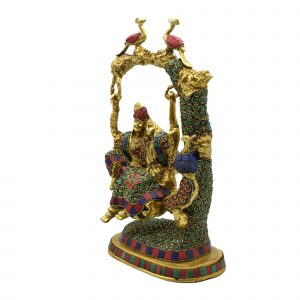 Brass Radha Krishna Jhula Wall Hanging