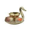 Brass Diyas for Pooja Room - Swan Design Diya Oil Lamp Stand