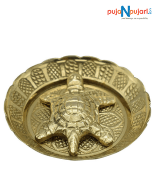 Brass Feng Shui Turtle with Plate-Good Luck Gifts - Puja N Pujari