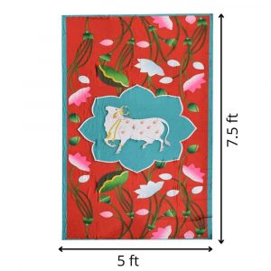 Backdrop for House Warming Decoration Lotus Cow Design Festival Backdrop Decoration Clothes