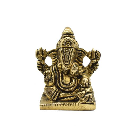 Sitting Brass Ganesha Idol - Image 4