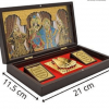 Gold Plated Radha Krishna Photo Frame with Charan Paduka