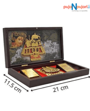 Gold Plated Vaishno Devi Photo Frame with Charan Paduka