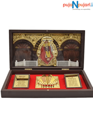 Shirdi Sai Baba Photo Frame with Charan Paduka -Puja N Pujari