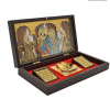 Gold Plated Radha Krishna Photo Frame with Charan Paduka