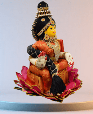 varamahalakshmi doll with full decoration in orange