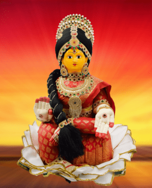 Varalakshmi Amman Idol Set with Red Color Saree