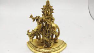 Brass Krishna Brass Idols For Puja Room and Home Decor