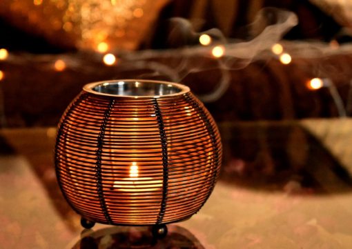 Aroma Oil Burner/Diffuser/Incense Burner/Candle Holder – 5×4 inches Black Gold - Image 2