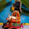 varamahalakshmi doll with full decoration in orange