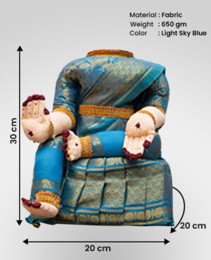 Lakshmi Idol For Varalakshmi Vratham Light sky blueSaree