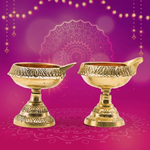 Kuber Diya Jyoti on Stand for Pooja and Diwali Festival Brass Table Diya