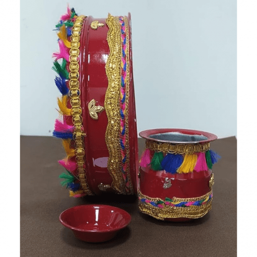 Karwa Chauth Pooja For Chalni for Chand Pooja Kalash and Diya. - Image 2