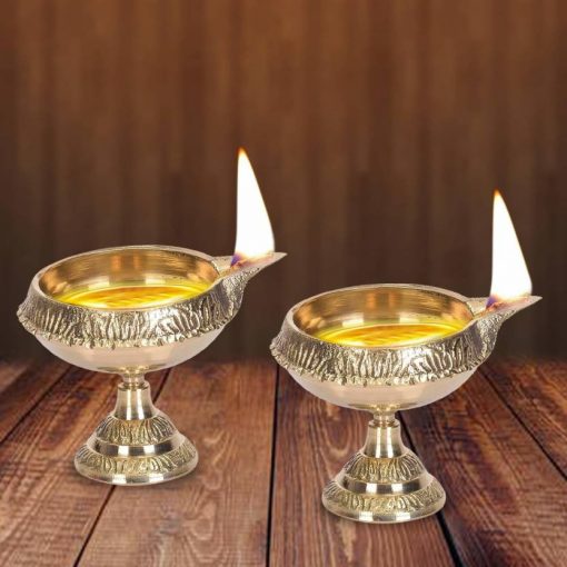Kuber Diya Jyoti on Stand for Pooja and Diwali Festival Brass Table Diya - Image 3