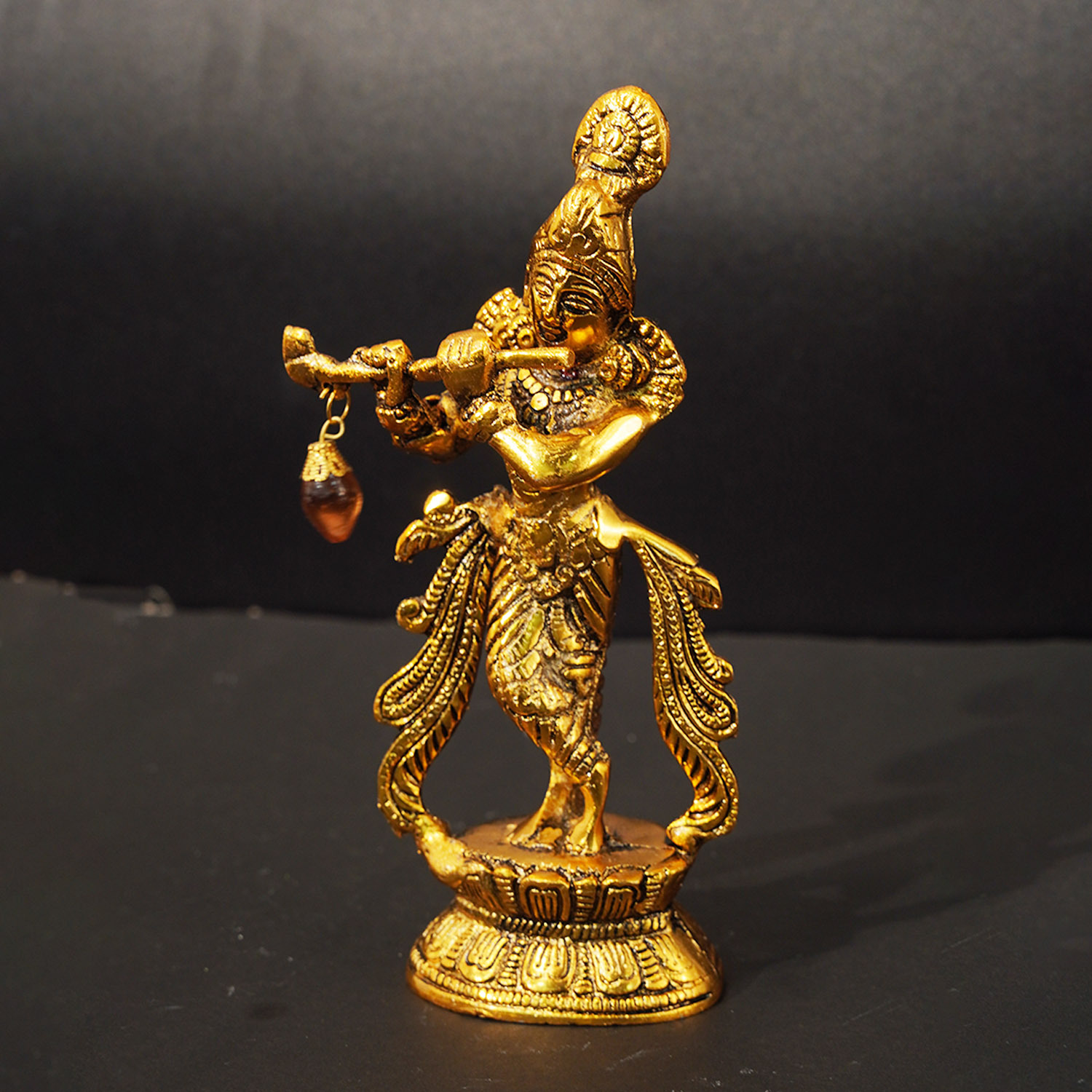 Lord Krishna Playing Flute Standing -Bansuri Kahna Ji Antique Finish Decorative Showpiece. » Puja N Pujari - Book Pandit for Puja, Astrologer & Temple Services Online