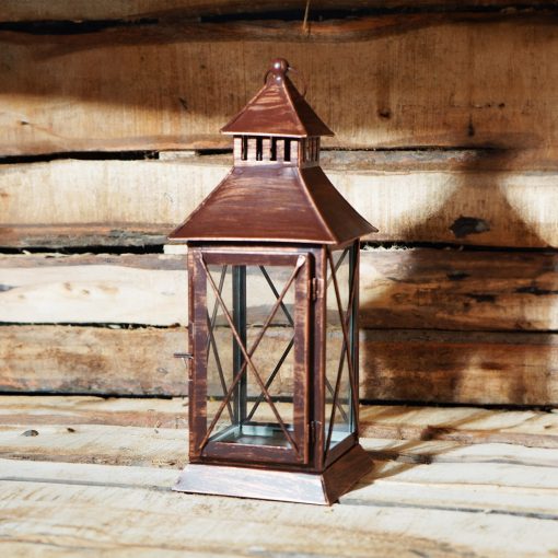 Decorative Lantern Candle Holder Black Metal Glass - Image 2
