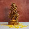 Brass Krishna with Cow Standing Playing Flute Idol Decorative Showpiece - 15 cm (Brass, Brown)