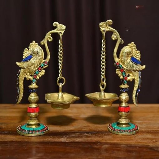 Brass Parrot Design Dipak Set of 2 - Image 3
