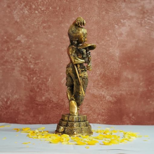 Brass Apsara Idol - Lady Statues- Decorative Sculptures -Artistically Carved Lady Satue - (14 inch Height) - Image 3