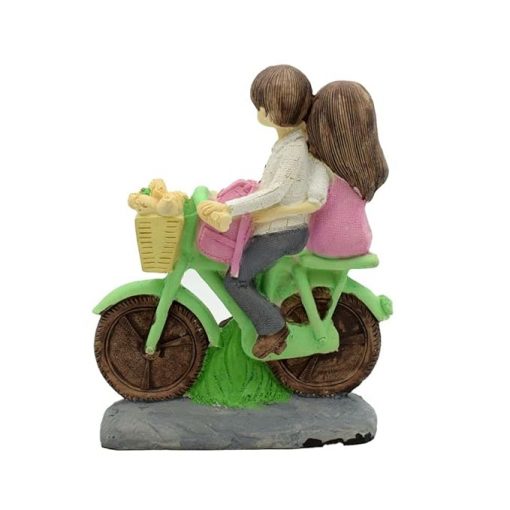 Love Couple Showpiece Sitting on Cycle for Valentine Gift - Image 3