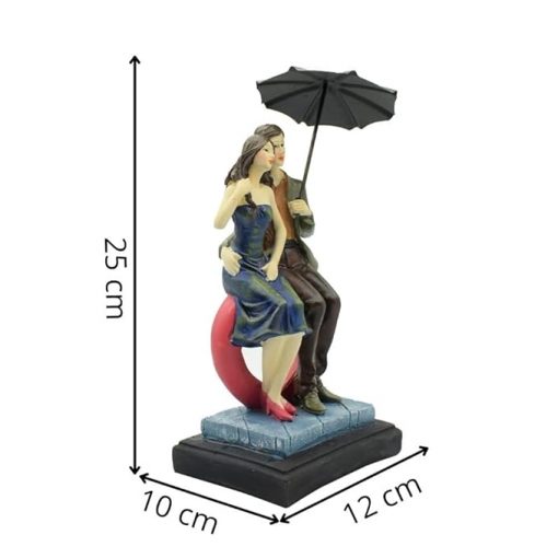 Love Couple Showpiece Statue Sitting on Love Symbol for Valentine Day Gift - Image 3