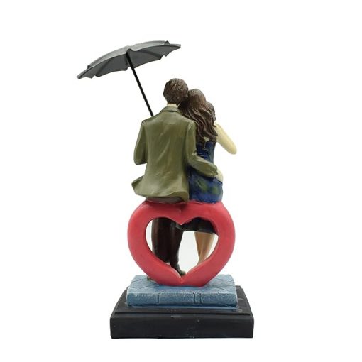 Love Couple Showpiece Statue Sitting on Love Symbol for Valentine Day Gift - Image 2