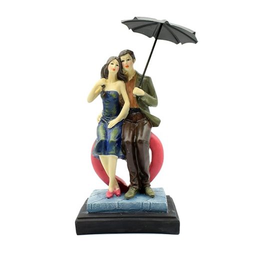 Love Couple Showpiece Statue Sitting on Love Symbol for Valentine Day Gift - Image 4