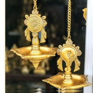Brass Hanging Shankh Chakra Diya