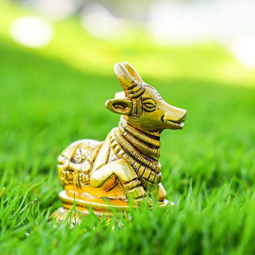 Nandi Brass statue handicraft nandi Cow Statue with Beautiful Carving - Image 2