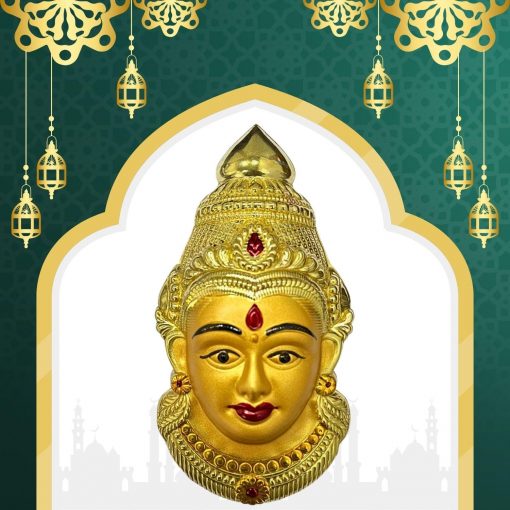 Decorative Varalakshmi Face Yellow Ammavari Face 6.5 inches - Laxmi Mukhota - Amman Face - Image 3