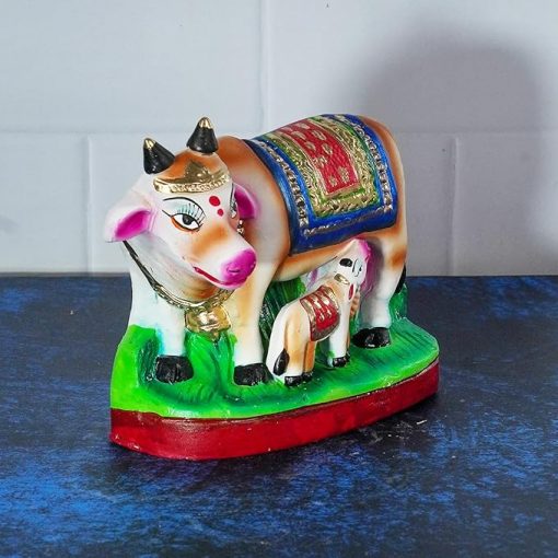 Pasu Kandru Cow Golu Bommai for Navrathri - Handmade Clay Doll