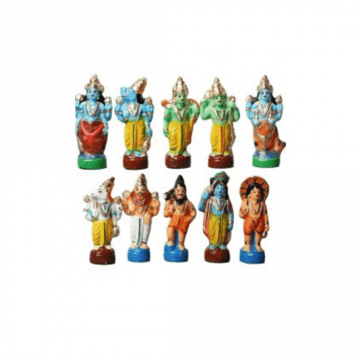 Handmade Clay Baal Krishna Golu Dolls with Makhan Mataki