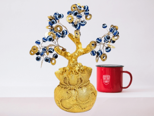 Feng Shui Evil Eye Money Tree for Home Decor – Spiritual Good Luck & Protection Tree ( Lenth-6cm,width-6cm,Height-15cm )